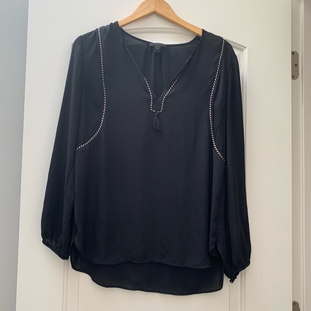 J Crew Tassel Trim Top